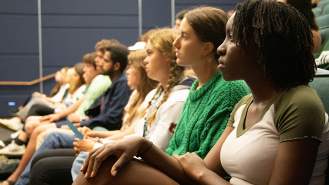 A group of students sitting in class