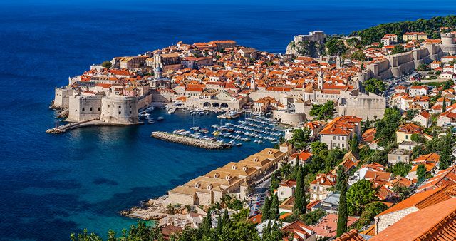 Drone shot of the coast of Dubrovnik